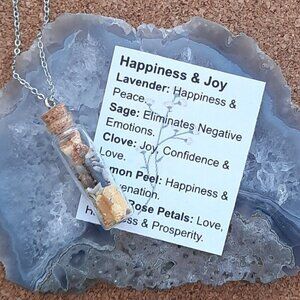 Happiness & Joy  - Spell Bottle Necklace - Manifest Magic Spell Reiki Energy